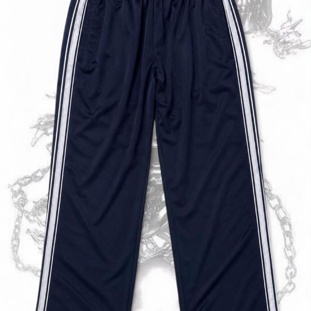 Navy blue polyester track pants